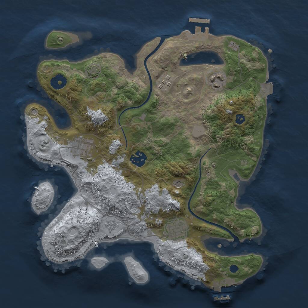 Rust Map: Procedural Map, Size: 3000, Seed: 1092664214, 11 Monuments