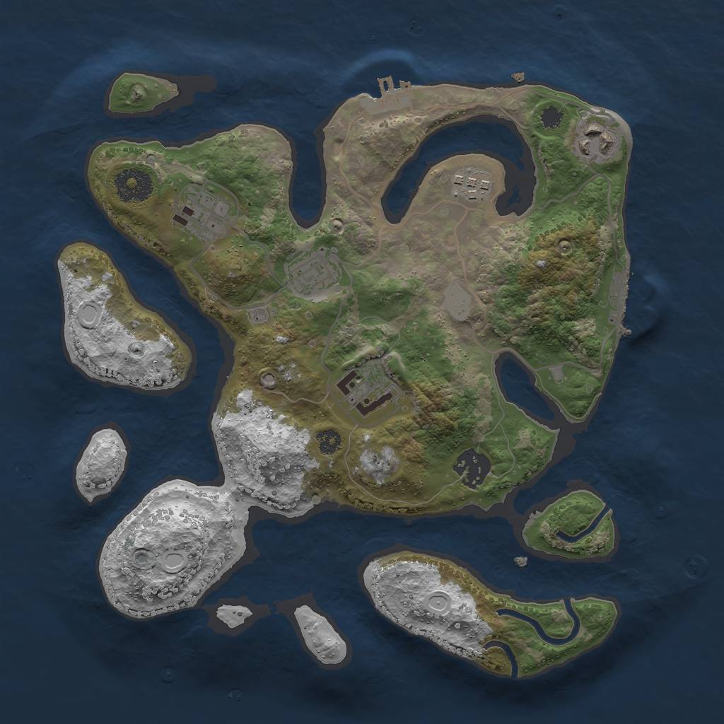 Rust Map: Procedural Map, Size: 3000, Seed: 1092664214, 13 Monuments