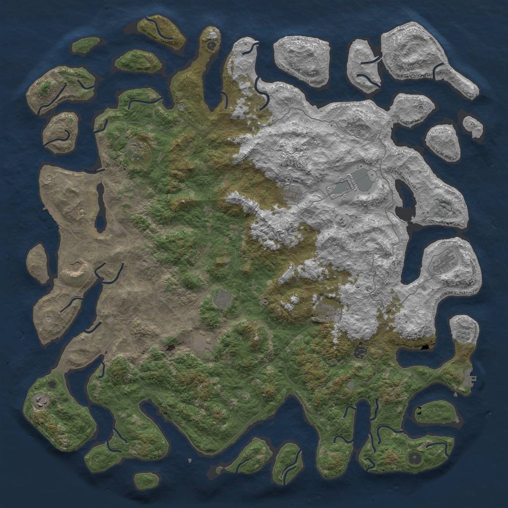 Rust Map: Procedural Map, Size: 5999, Seed: 123370983, 16 Monuments