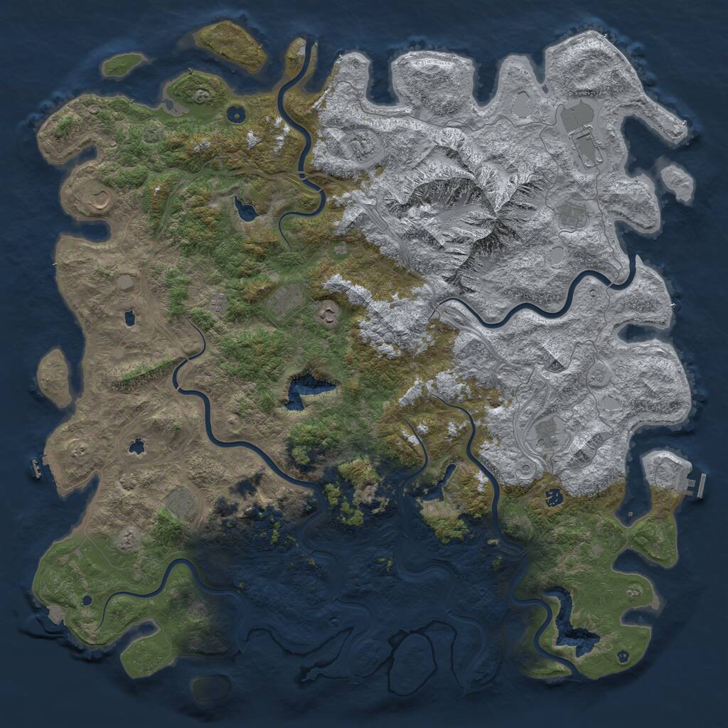 Rust Map: Procedural Map, Size: 5999, Seed: 123370983, 17 Monuments