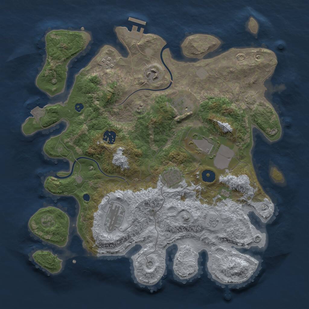 Rust Map: Procedural Map, Size: 3500, Seed: 5022068, 12 Monuments