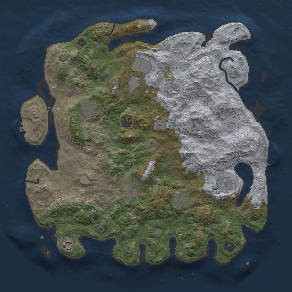 Rust Map: Procedural Map, Size: 4000, Seed: 1323496788, 16 Monuments