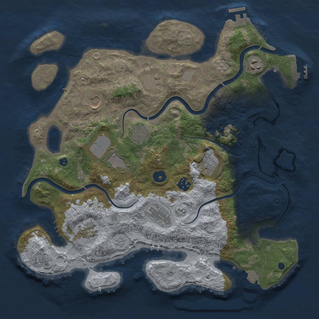 Rust Map: Procedural Map, Size: 3800, Seed: 26, 16 Monuments