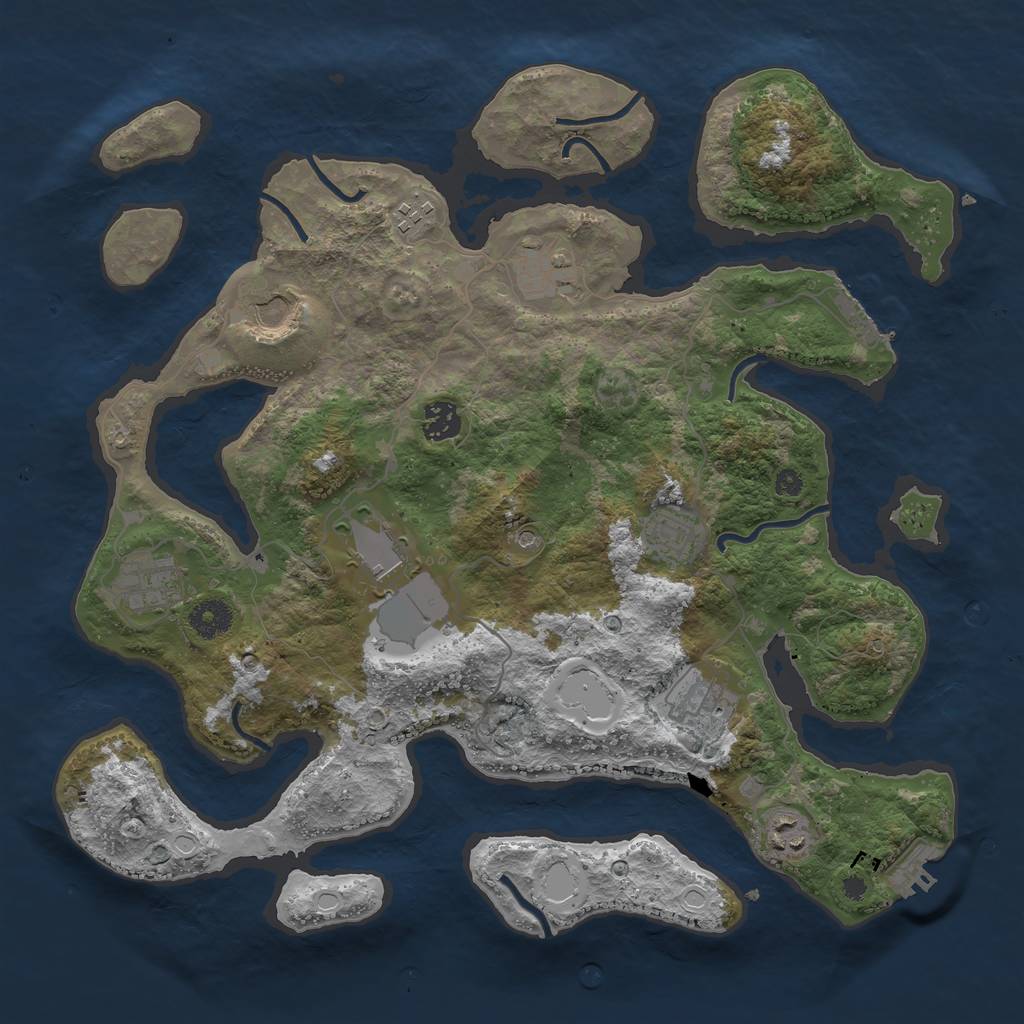 Rust Map: Procedural Map, Size: 3800, Seed: 26, 17 Monuments