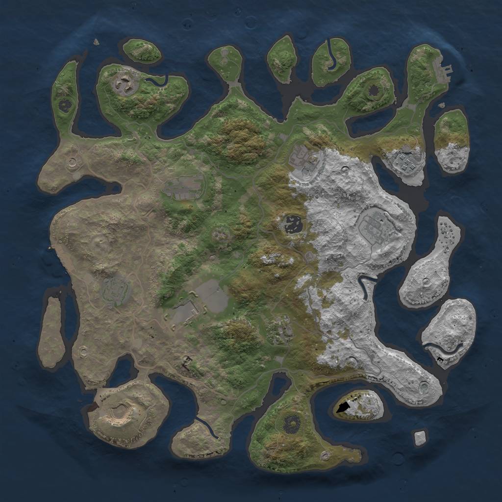 Rust Map: Procedural Map, Size: 4000, Seed: 134908, 15 Monuments