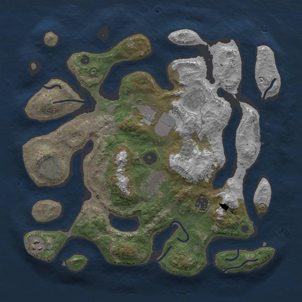 Rust Map: Procedural Map, Size: 3500, Seed: 1078075, 11 Monuments