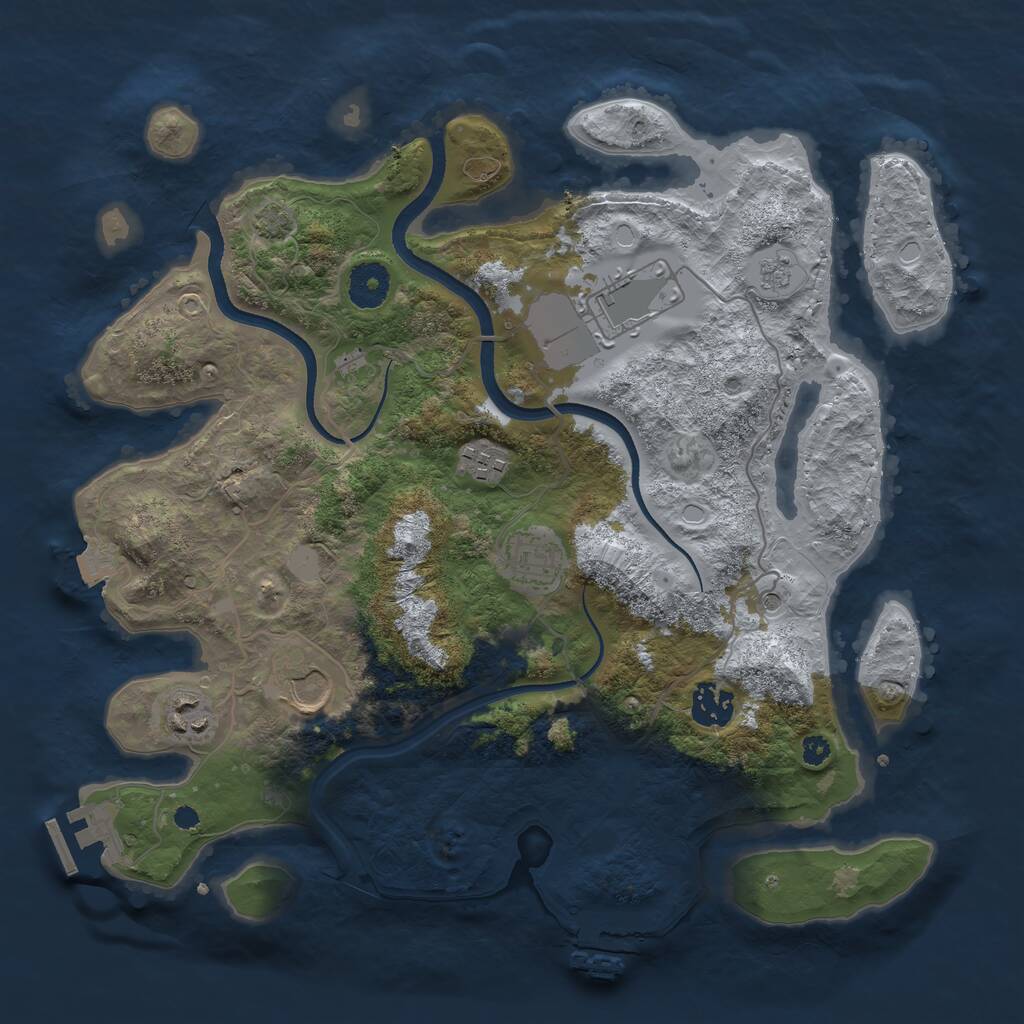 Rust Map: Procedural Map, Size: 3500, Seed: 1078075, 12 Monuments
