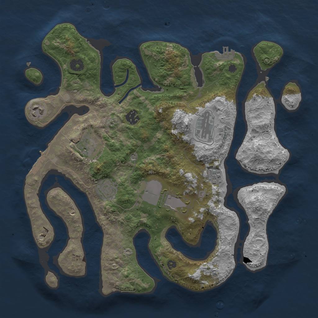 Rust Map: Procedural Map, Size: 3500, Seed: 15101995, 18 Monuments