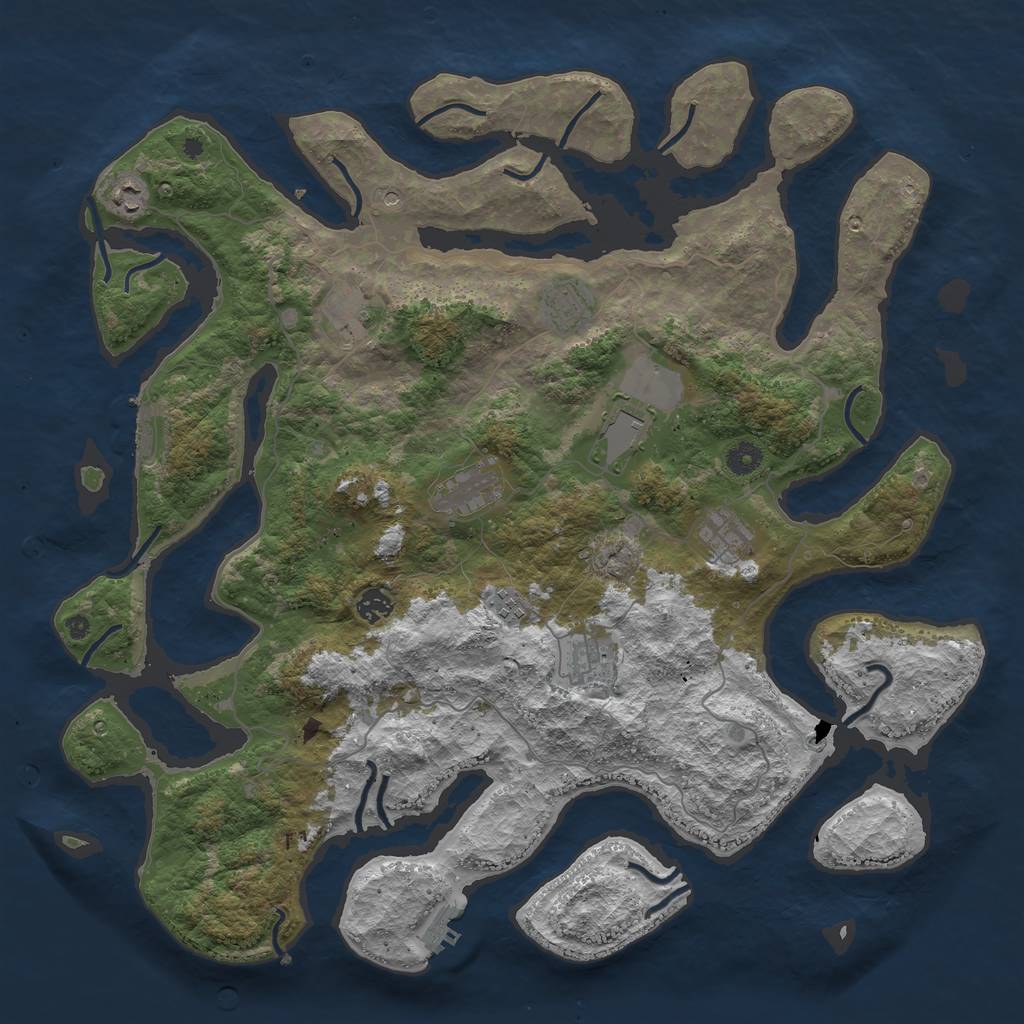 Rust Map: Procedural Map, Size: 4500, Seed: 897, 14 Monuments