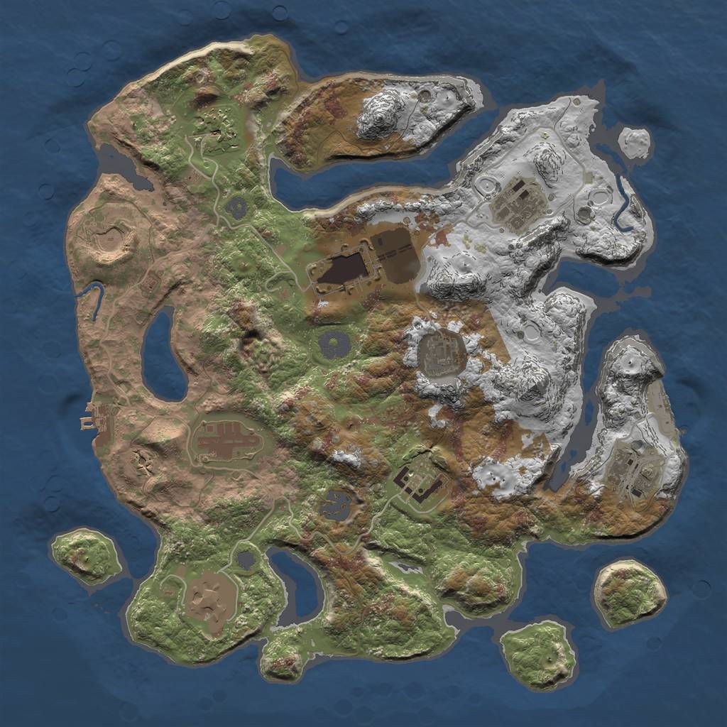 Rust Map: Procedural Map, Size: 3500, Seed: 851287, 16 Monuments