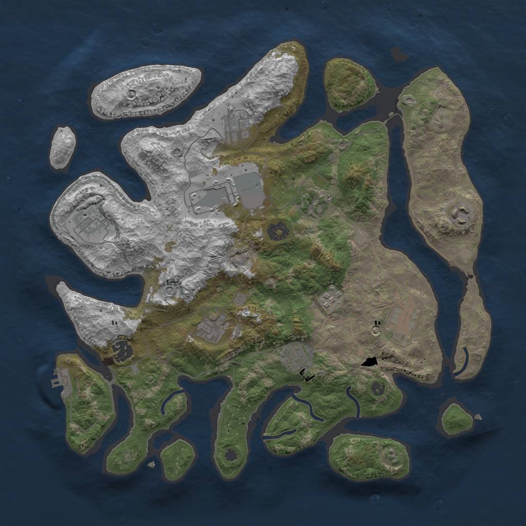 Rust Map: Procedural Map, Size: 3800, Seed: 2077, 14 Monuments