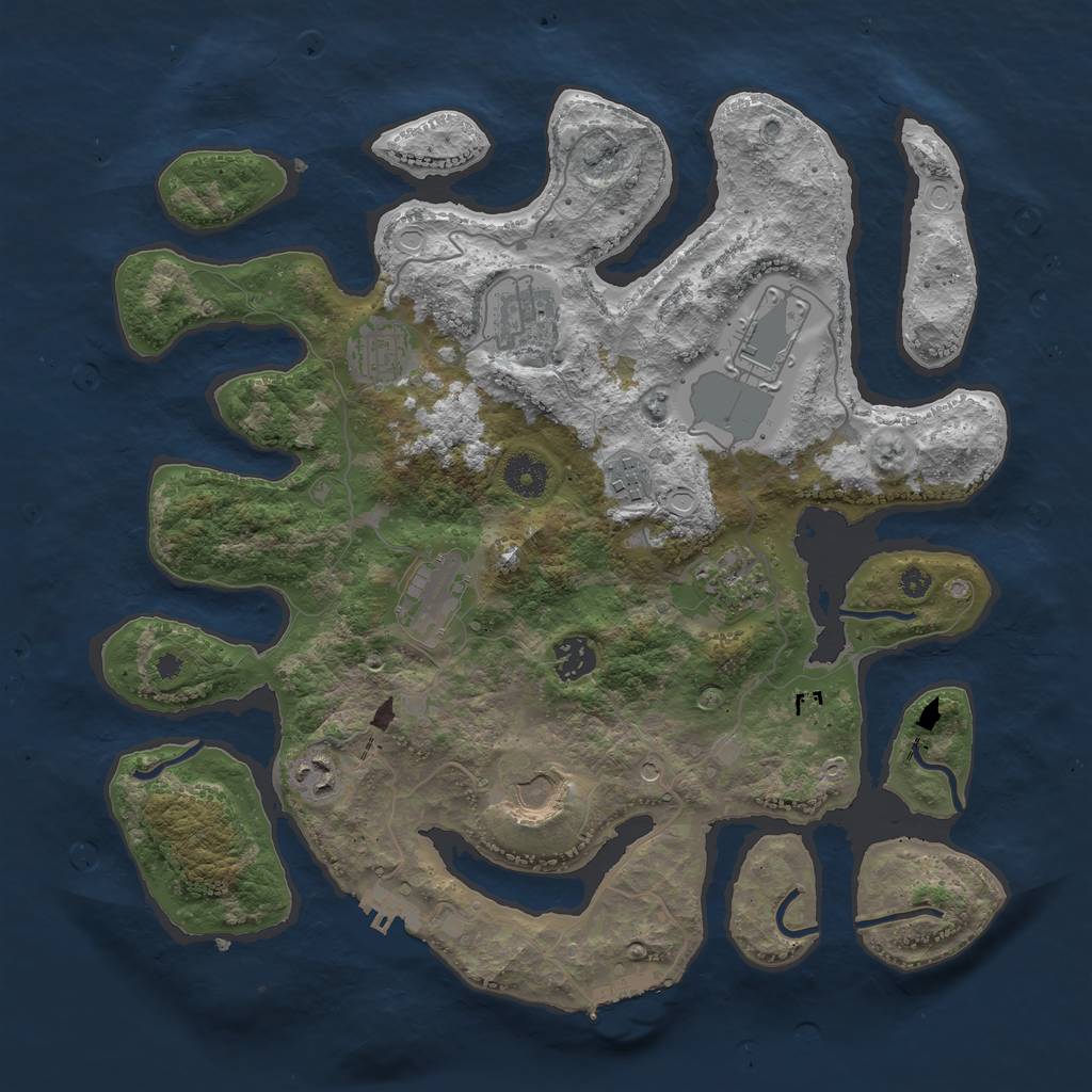 Rust Map: Procedural Map, Size: 3750, Seed: 56429989, 17 Monuments