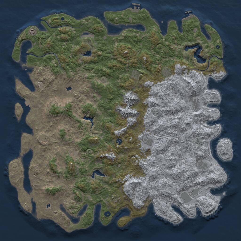 Rust Map: Procedural Map, Size: 6000, Seed: 97594651, 17 Monuments