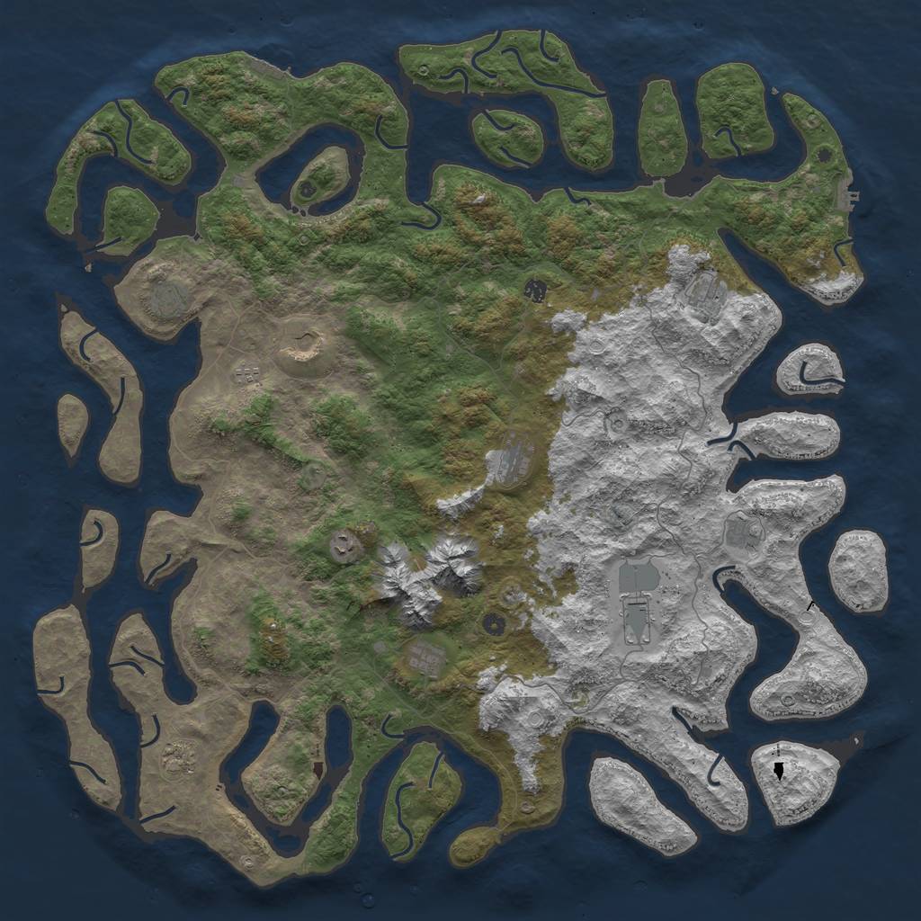 Rust Map: Procedural Map, Size: 6000, Seed: 97594651, 22 Monuments