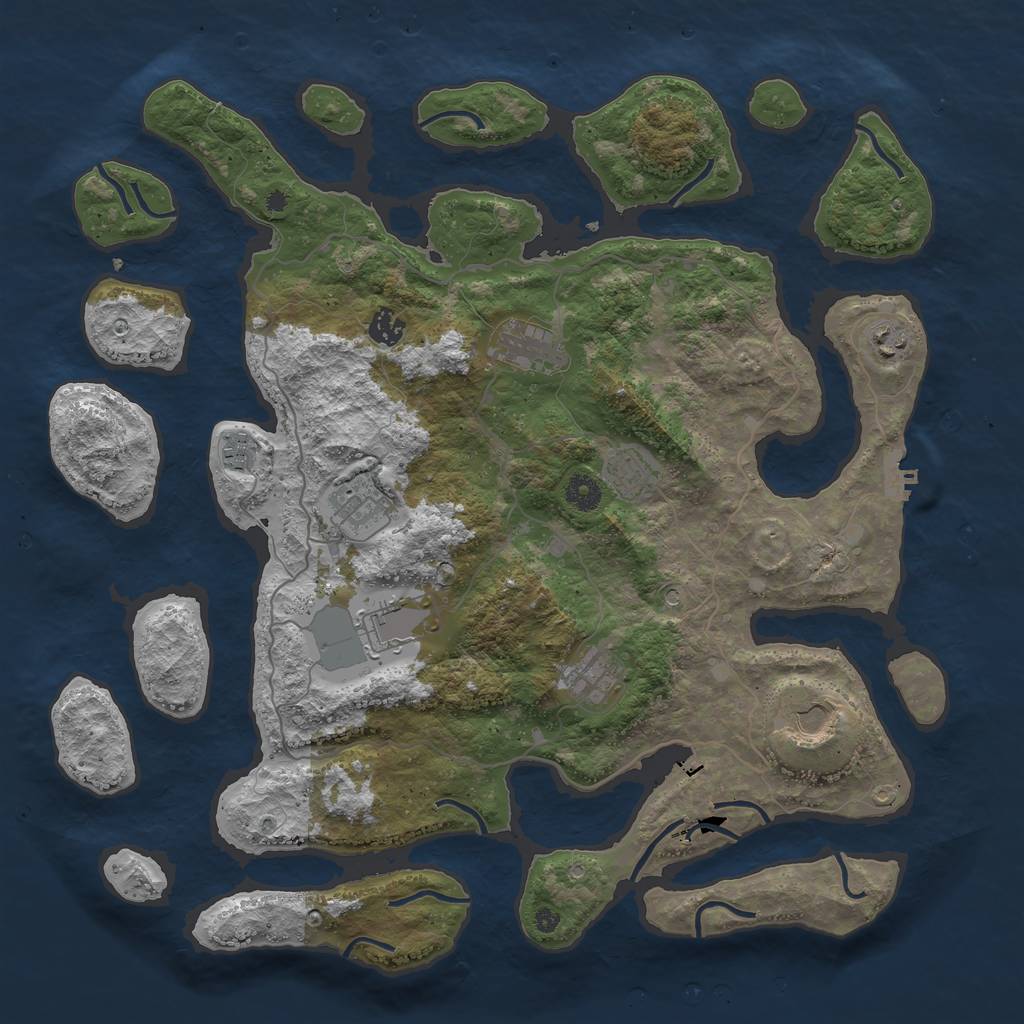 Rust Map: Procedural Map, Size: 4250, Seed: 238663746, 13 Monuments