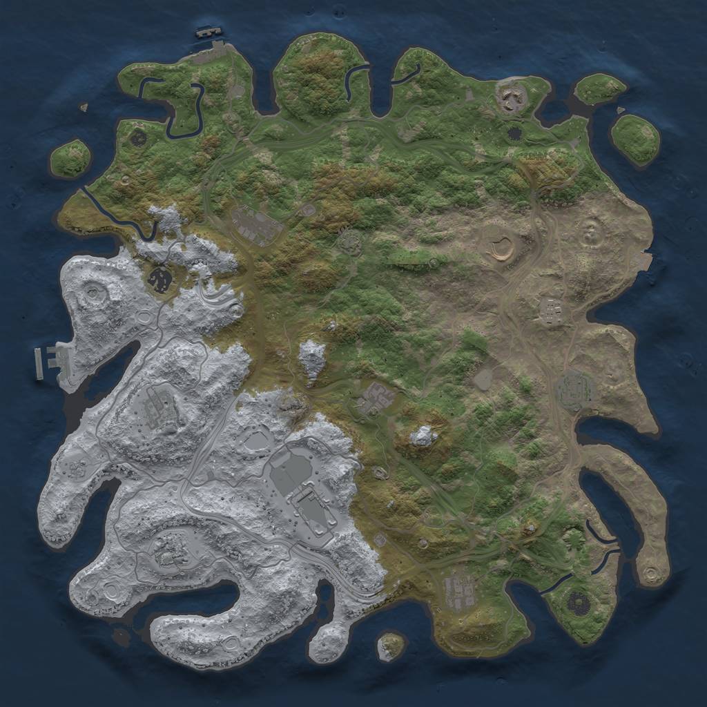 Rust Map: Procedural Map, Size: 4500, Seed: 2200889, 19 Monuments