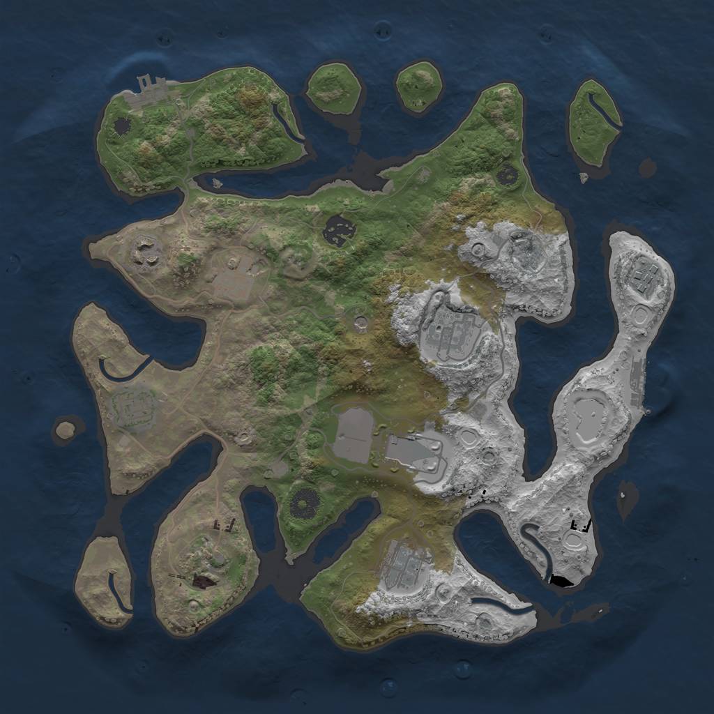 Rust Map: Procedural Map, Size: 3500, Seed: 2901674, 17 Monuments