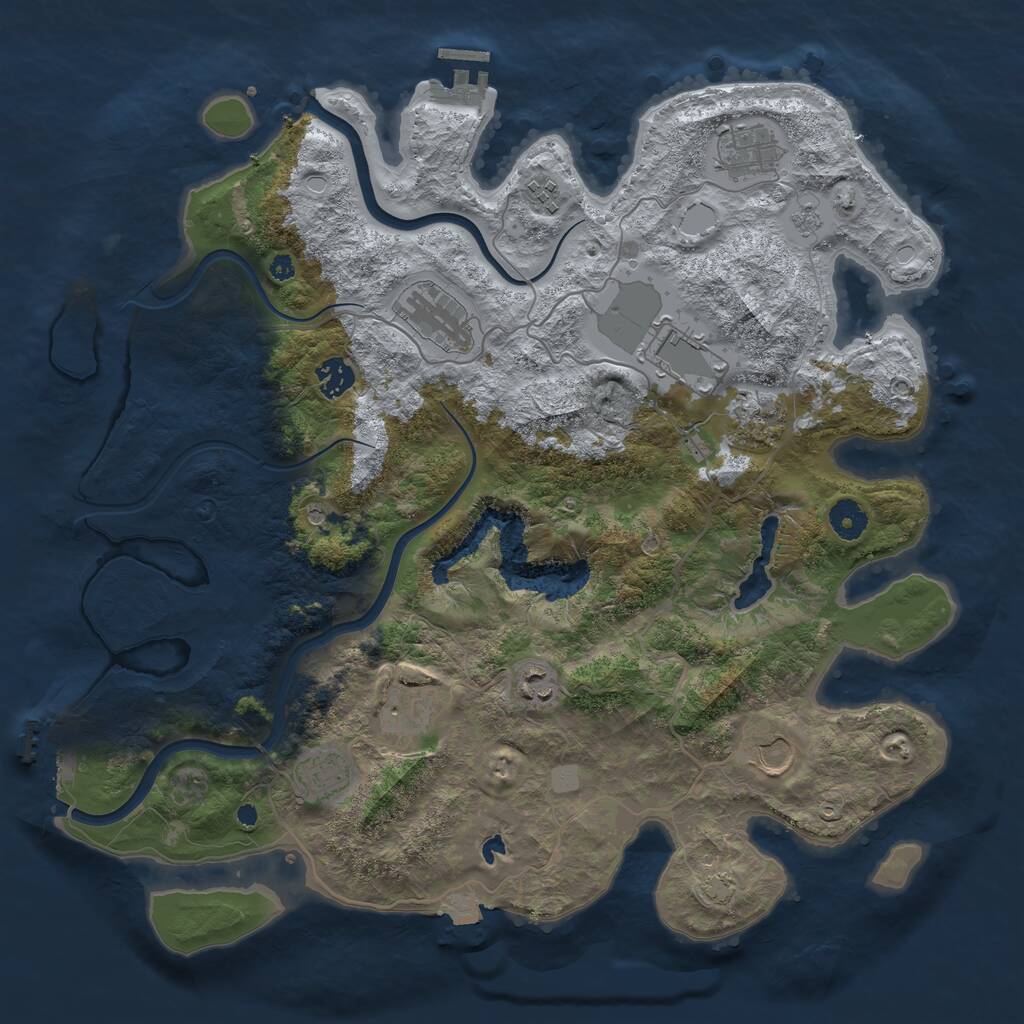 Rust Map: Procedural Map, Size: 4000, Seed: 687805412, 16 Monuments