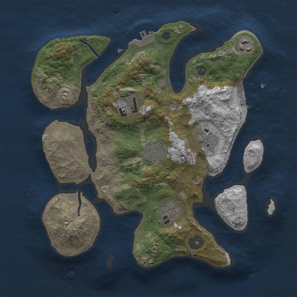 Rust Map: Procedural Map, Size: 3000, Seed: 1773971733, 10 Monuments