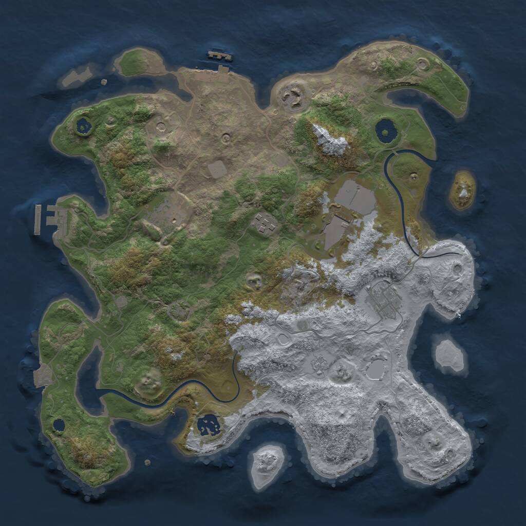 Rust Map: Procedural Map, Size: 3500, Seed: 71449177, 12 Monuments