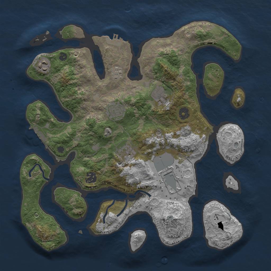 Rust Map: Procedural Map, Size: 3500, Seed: 71449177, 15 Monuments