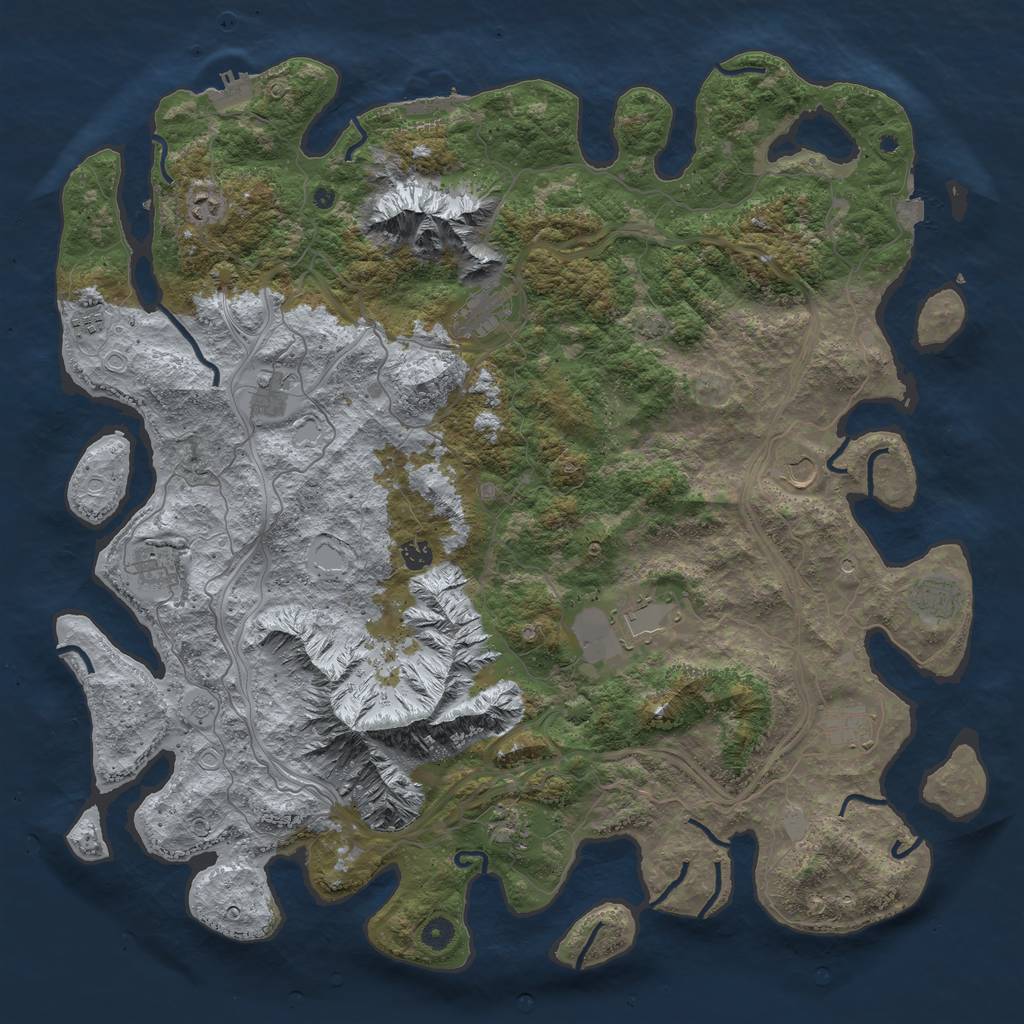 Rust Map: Procedural Map, Size: 5000, Seed: 2801, 19 Monuments