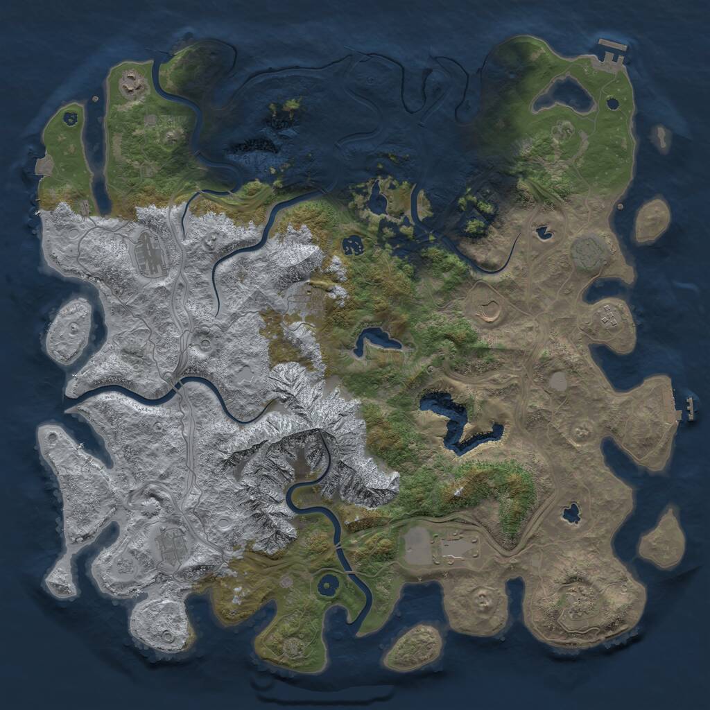 Rust Map: Procedural Map, Size: 5000, Seed: 2801, 16 Monuments