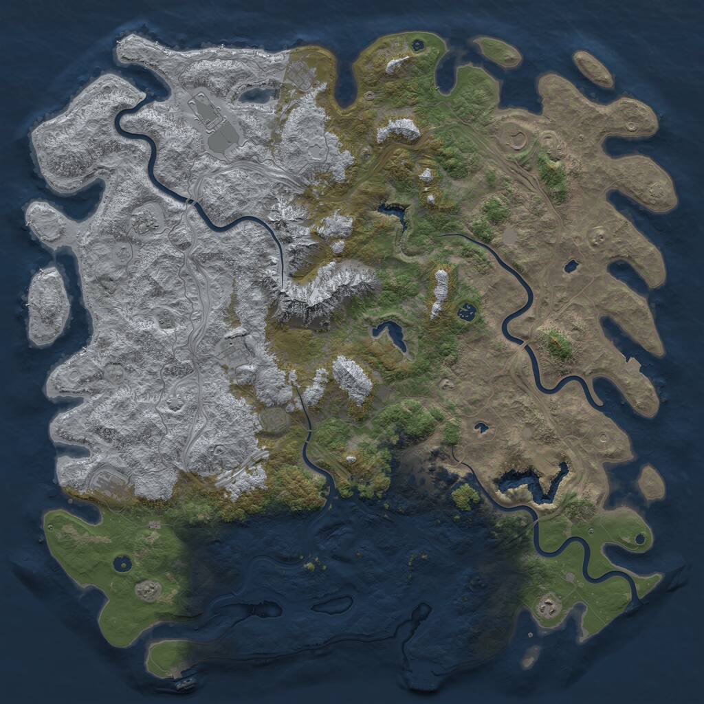 Rust Map: Procedural Map, Size: 6000, Seed: 895, 17 Monuments