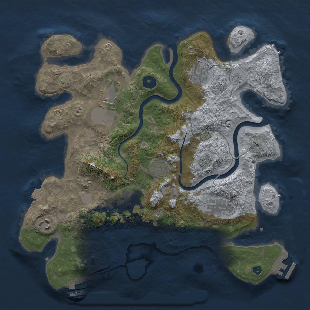 Rust Map: Procedural Map, Size: 3500, Seed: 2968147, 13 Monuments