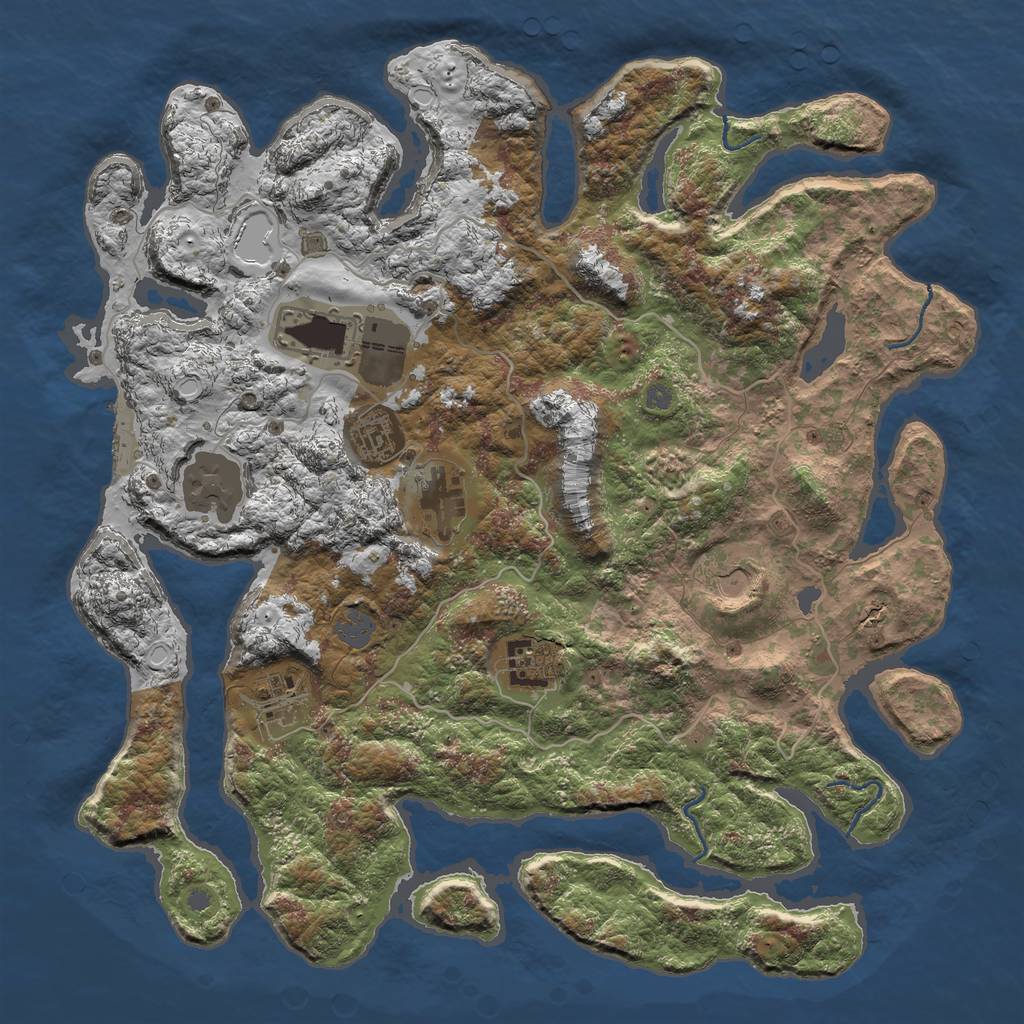 Rust Map: Procedural Map, Size: 4096, Seed: 141047744, 13 Monuments