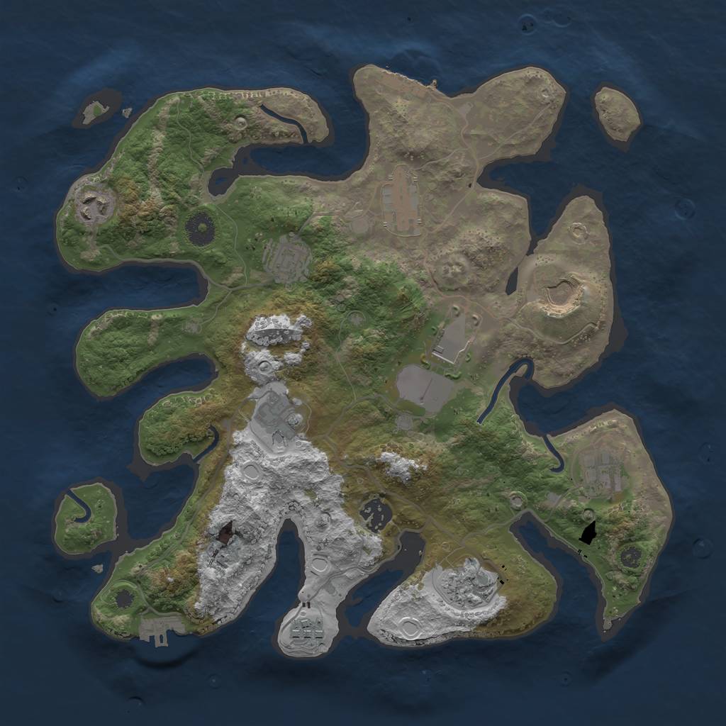 Rust Map: Procedural Map, Size: 3500, Seed: 5498, 17 Monuments