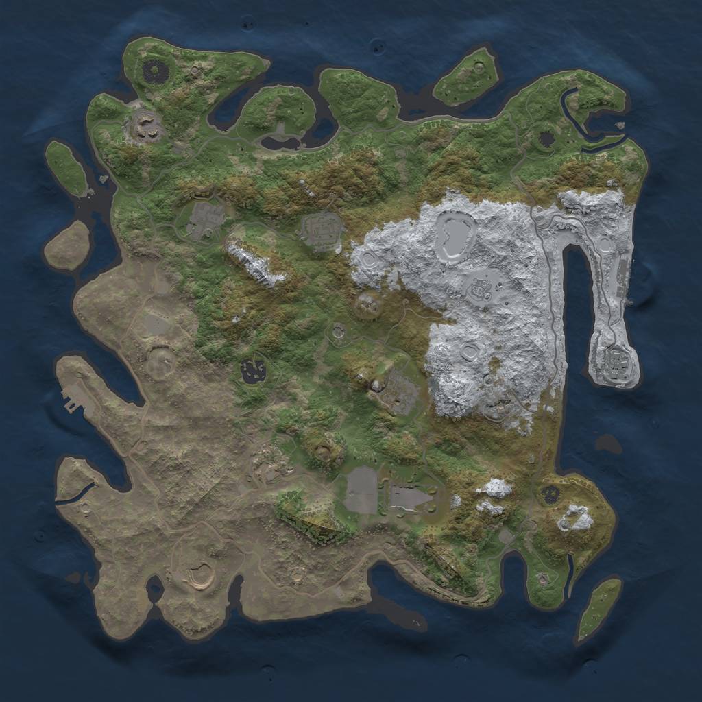 Rust Map: Procedural Map, Size: 4000, Seed: 624458, 18 Monuments