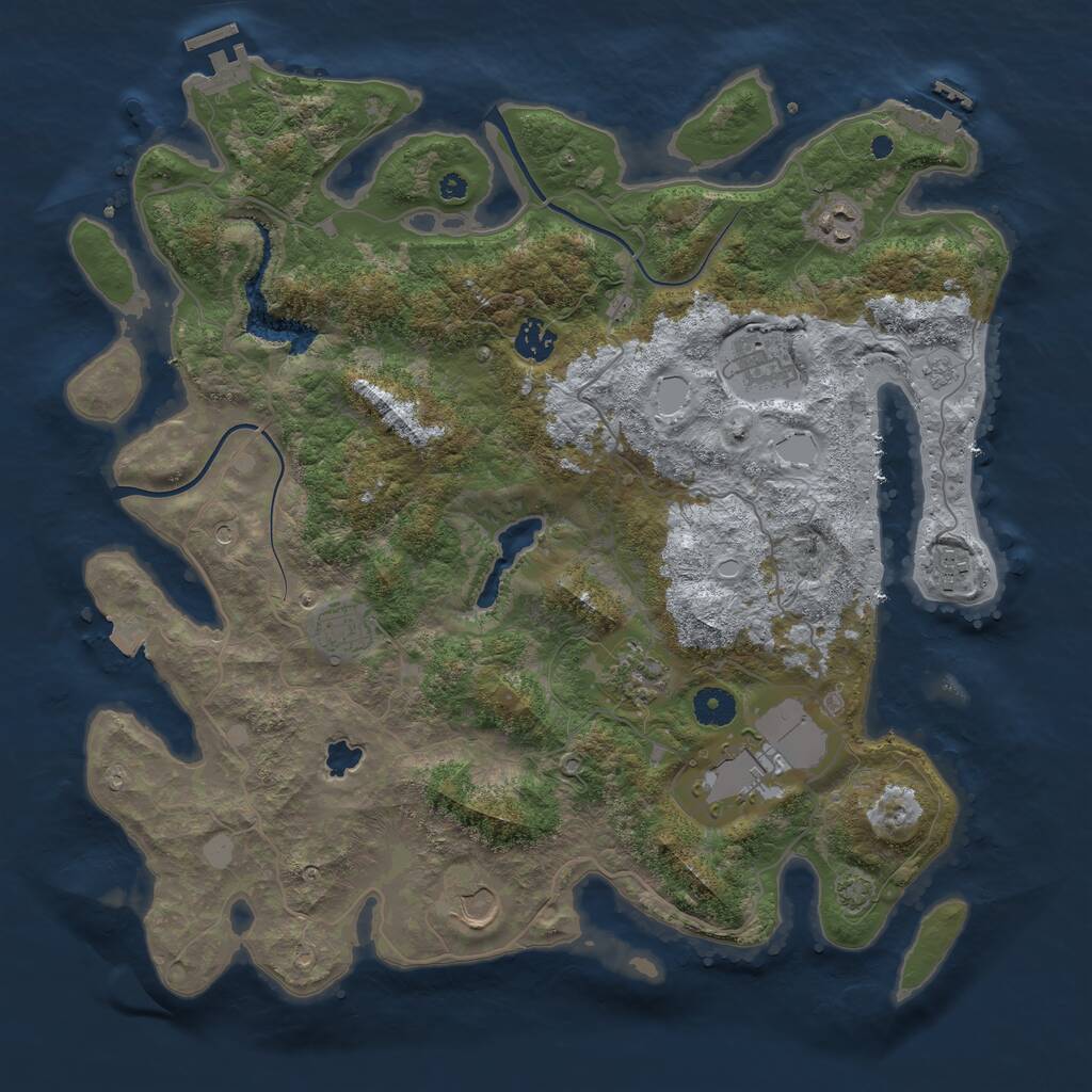 Rust Map: Procedural Map, Size: 4000, Seed: 624458, 14 Monuments