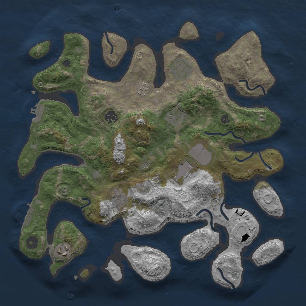 Rust Map: Procedural Map, Size: 3600, Seed: 3413323, 15 Monuments