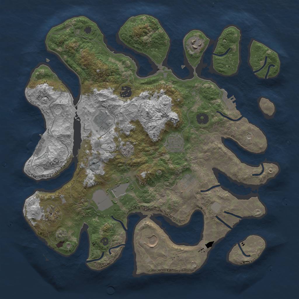 Rust Map: Procedural Map, Size: 3750, Seed: 612341, 17 Monuments