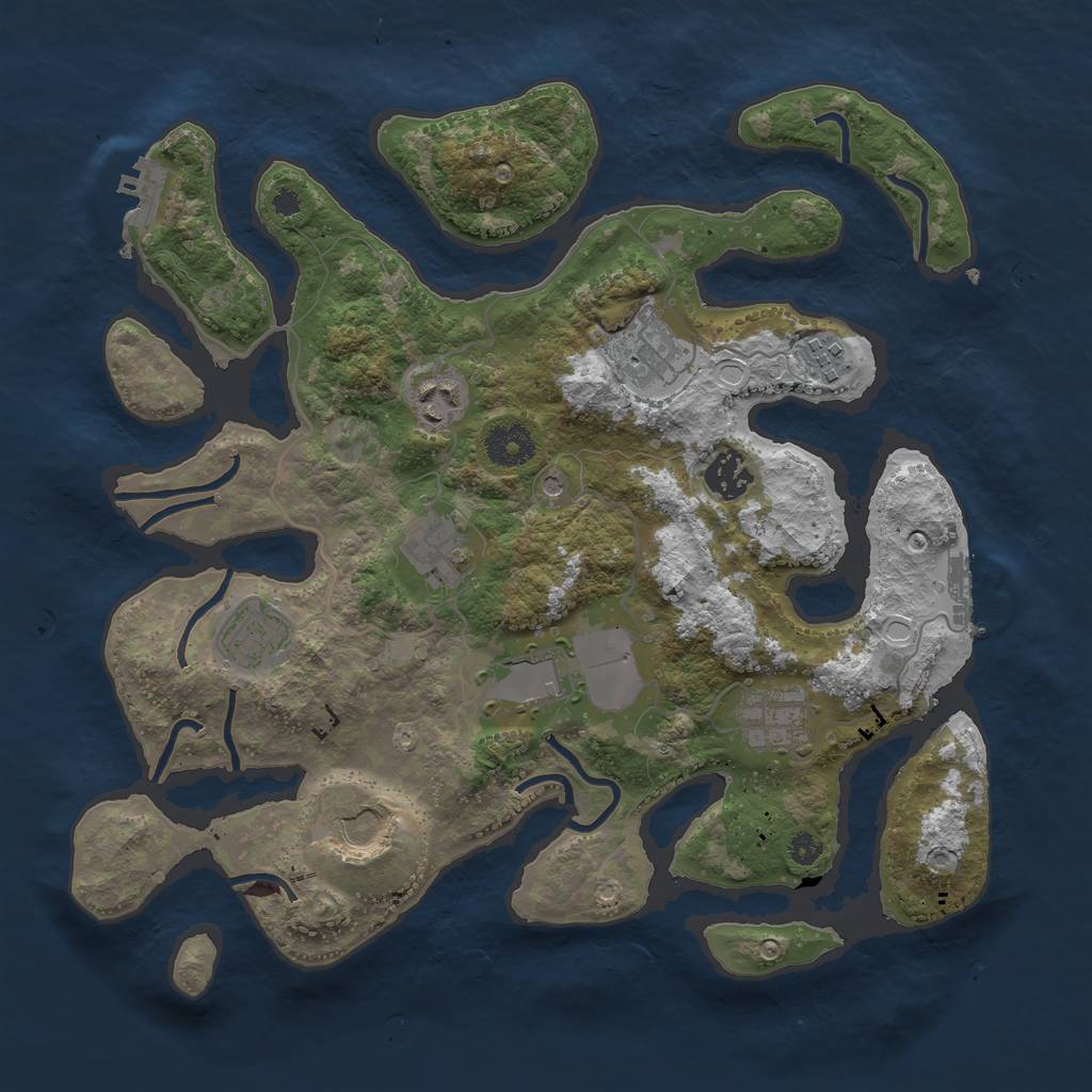 Rust Map: Procedural Map, Size: 3500, Seed: 58937, 17 Monuments