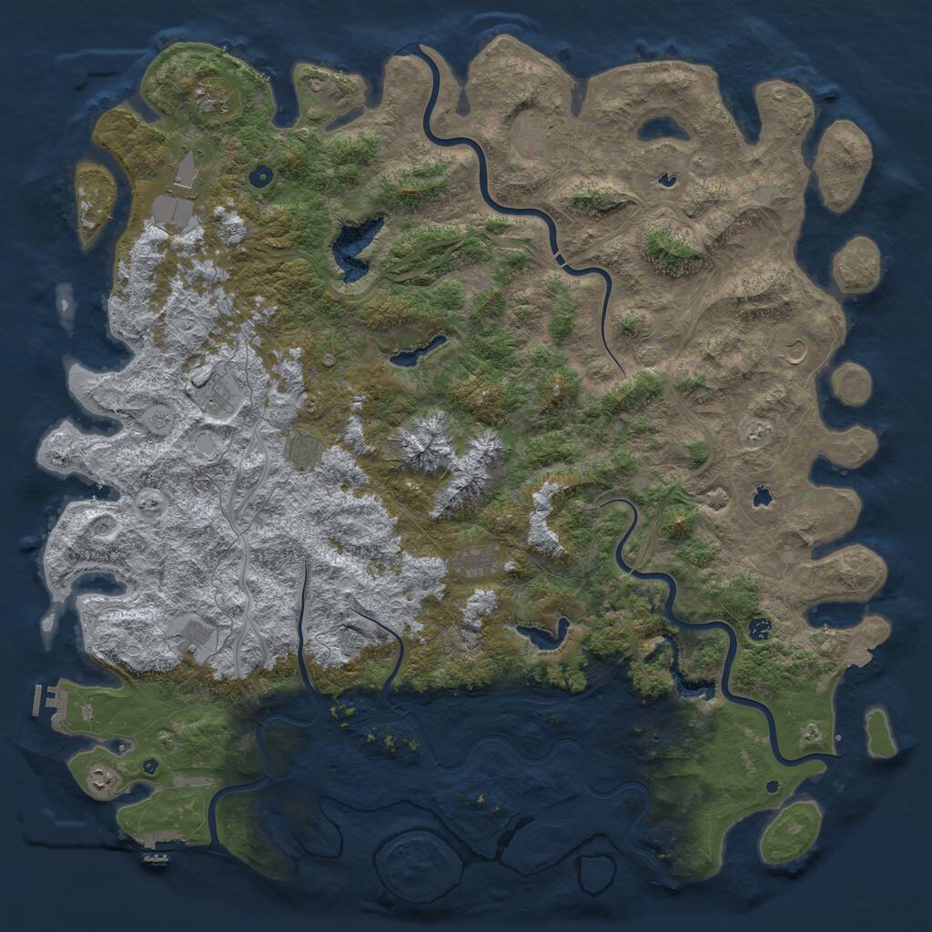 Rust Map: Procedural Map, Size: 6000, Seed: 1349493270, 17 Monuments