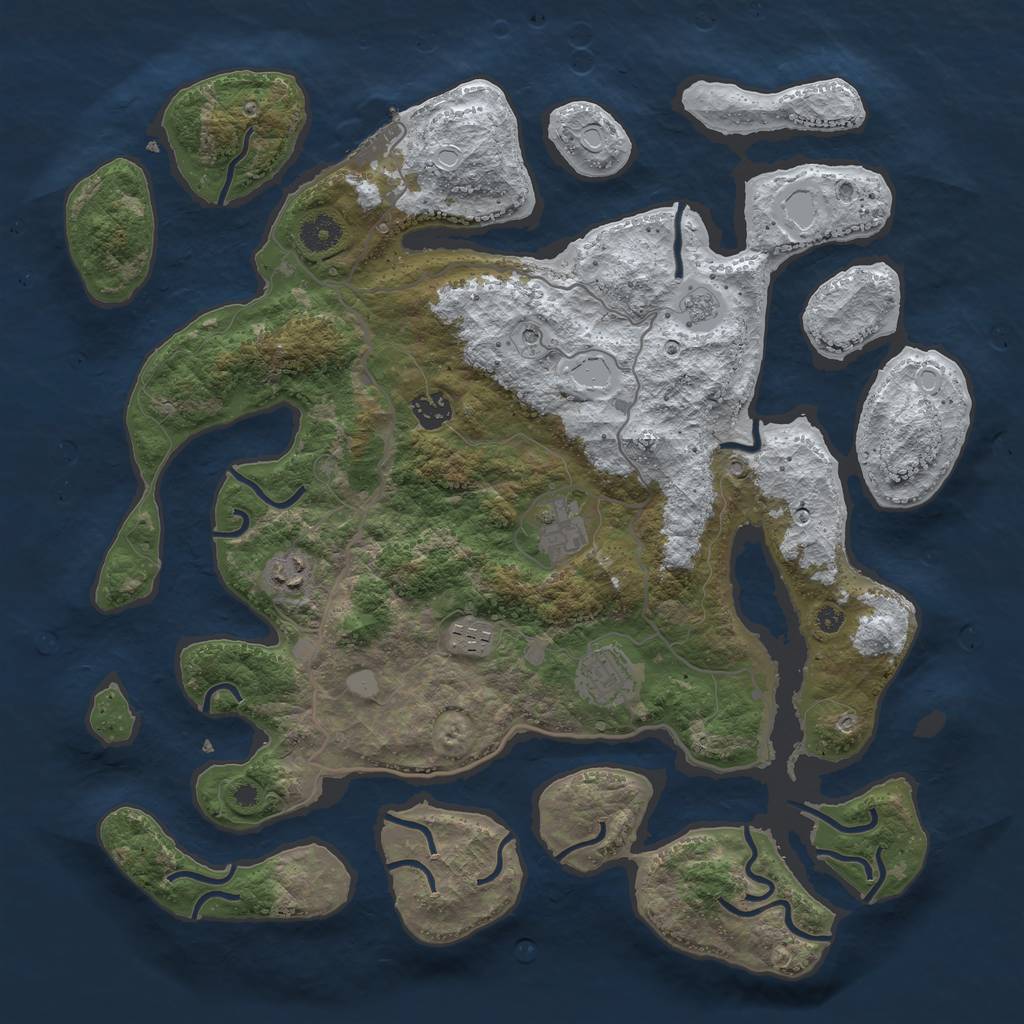 Rust Map: Procedural Map, Size: 4000, Seed: 263362623, 13 Monuments