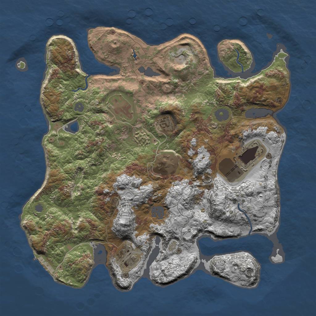 Rust Map: Procedural Map, Size: 3500, Seed: 2750, 12 Monuments