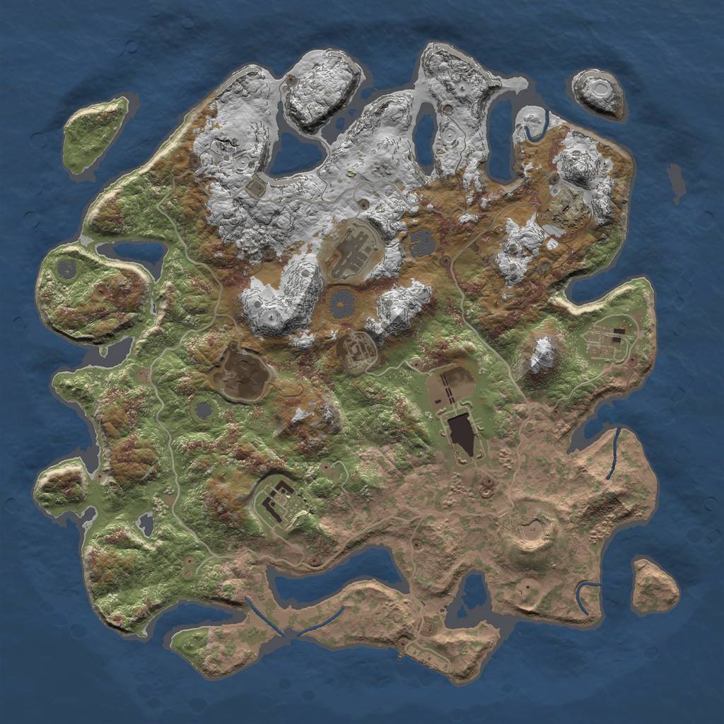 Rust Map: Procedural Map, Size: 4000, Seed: 56999, 14 Monuments