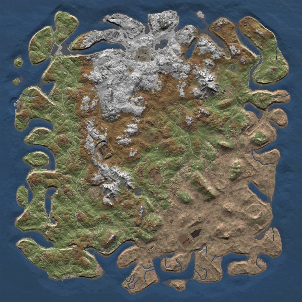 Rust Map: Procedural Map, Size: 6000, Seed: 3546545, 16 Monuments