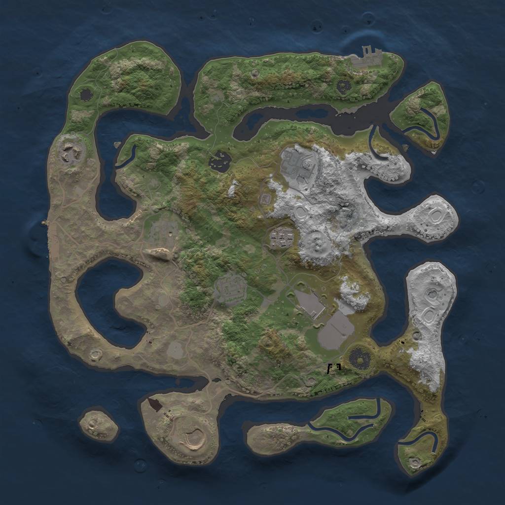 Rust Map: Procedural Map, Size: 3500, Seed: 1867546958, 16 Monuments