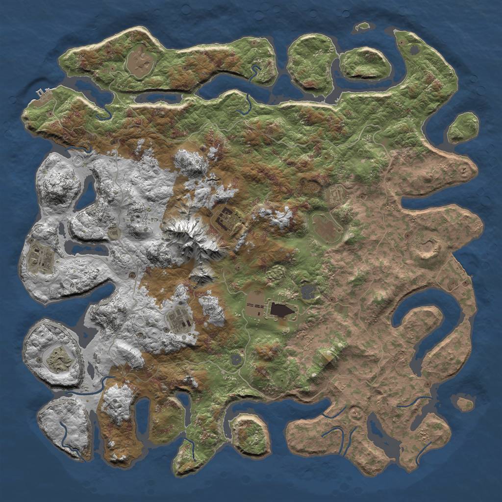 Rust Map: Procedural Map, Size: 5000, Seed: 83526, 16 Monuments