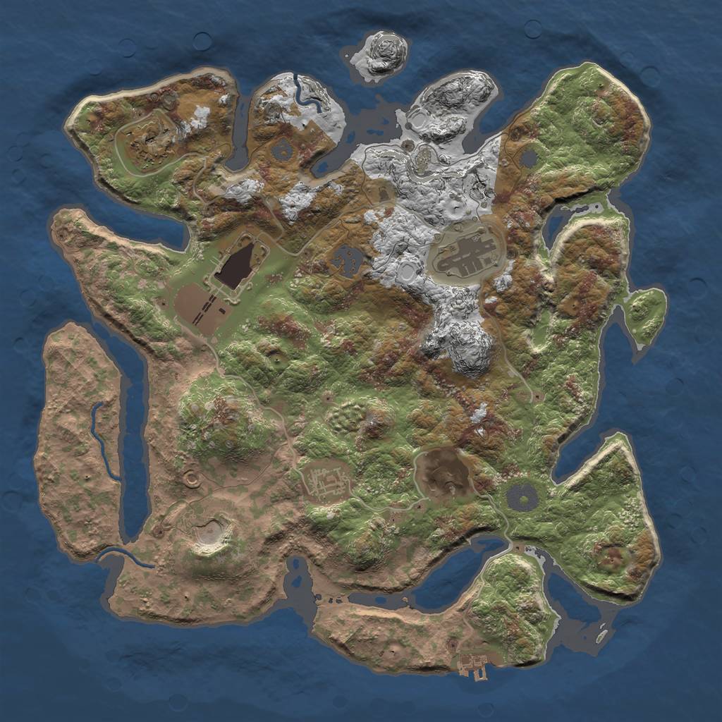 Rust Map: Procedural Map, Size: 3500, Seed: 54729990, 12 Monuments