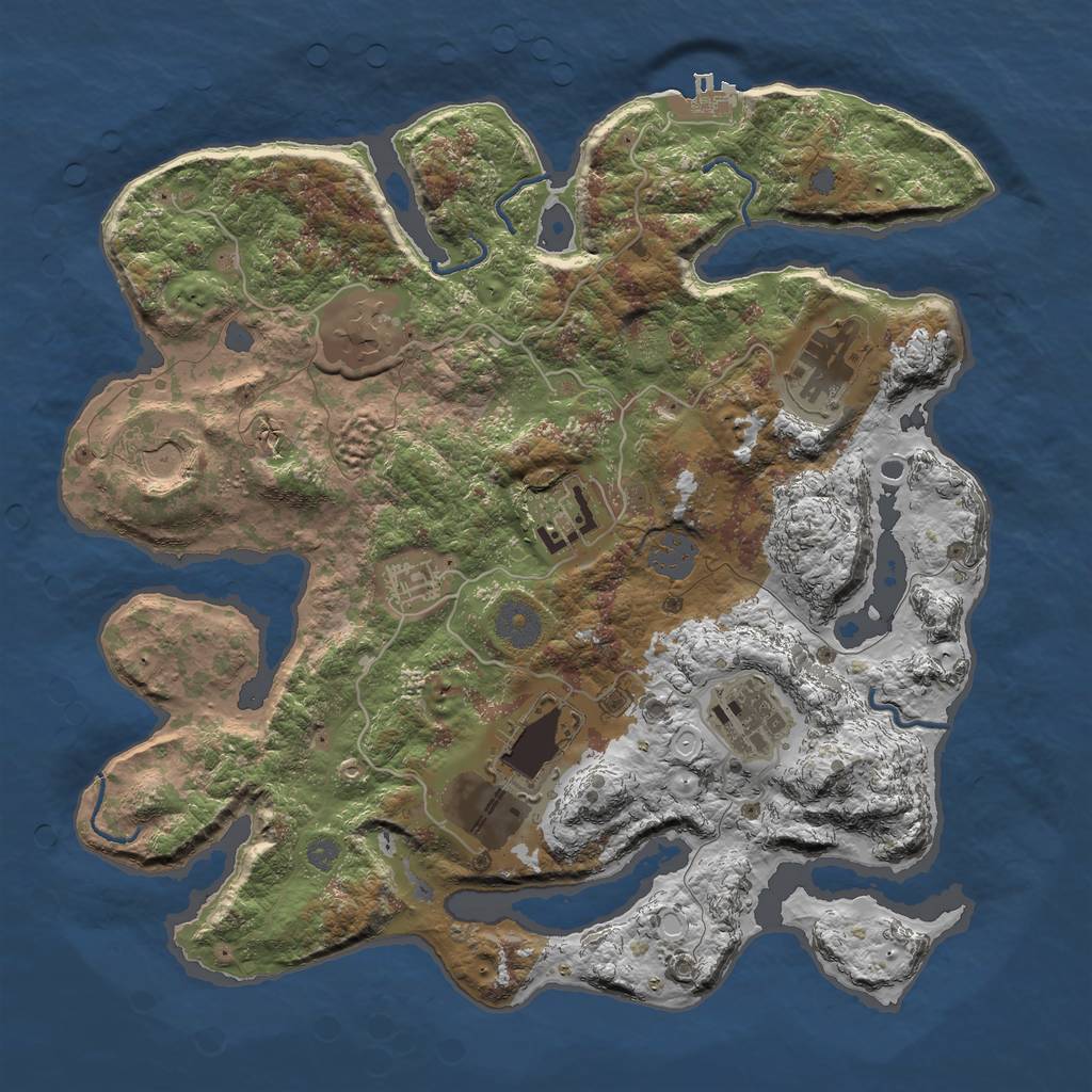 Rust Map: Procedural Map, Size: 3500, Seed: 20210201, 13 Monuments