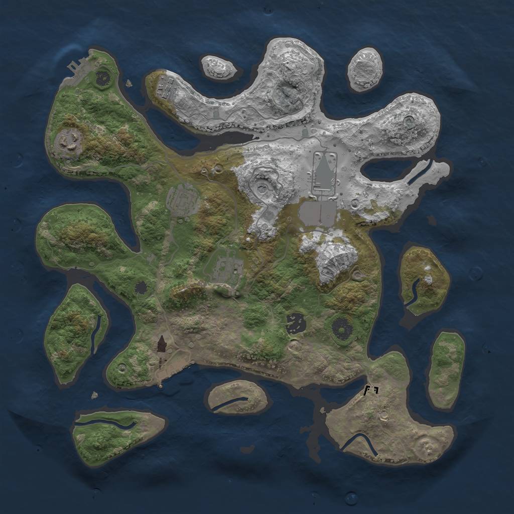 Rust Map: Procedural Map, Size: 3600, Seed: 914804413, 11 Monuments