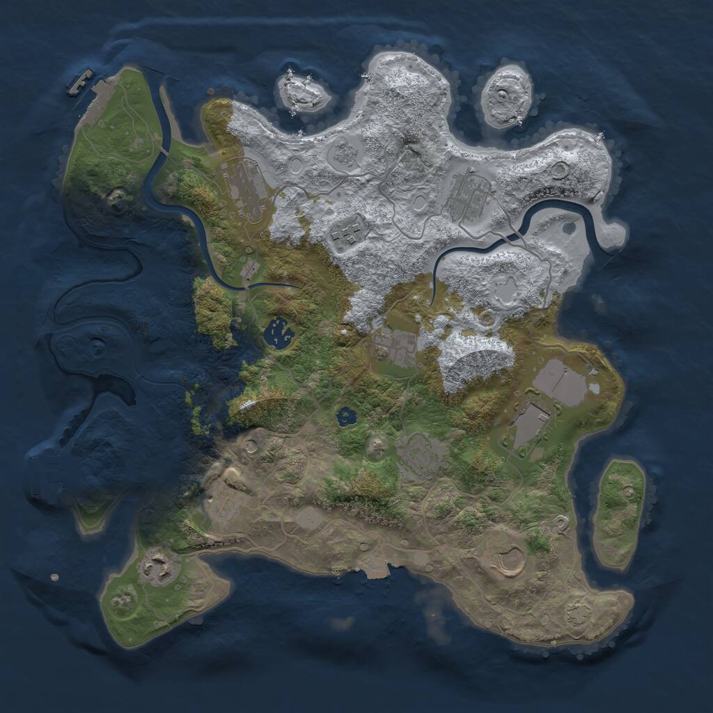 Rust Map: Procedural Map, Size: 3600, Seed: 914804413, 16 Monuments