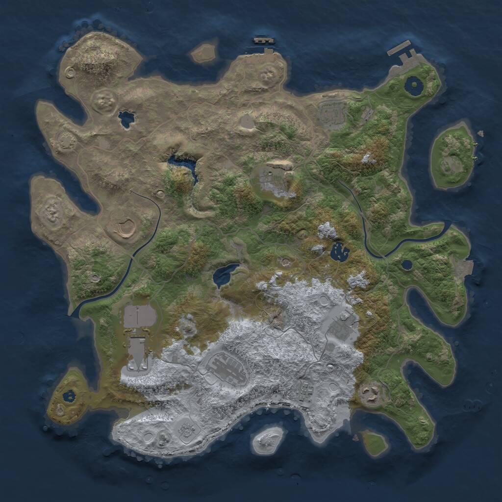 Rust Map: Procedural Map, Size: 4000, Seed: 2025, 15 Monuments