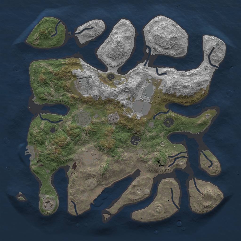 Rust Map: Procedural Map, Size: 3600, Seed: 931821034, 12 Monuments