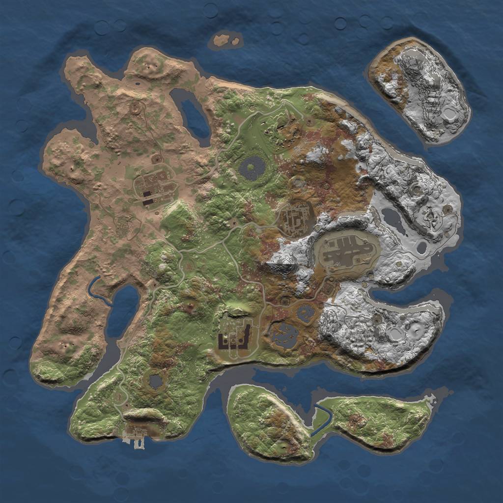 Rust Map: Procedural Map, Size: 3000, Seed: 835633, 11 Monuments